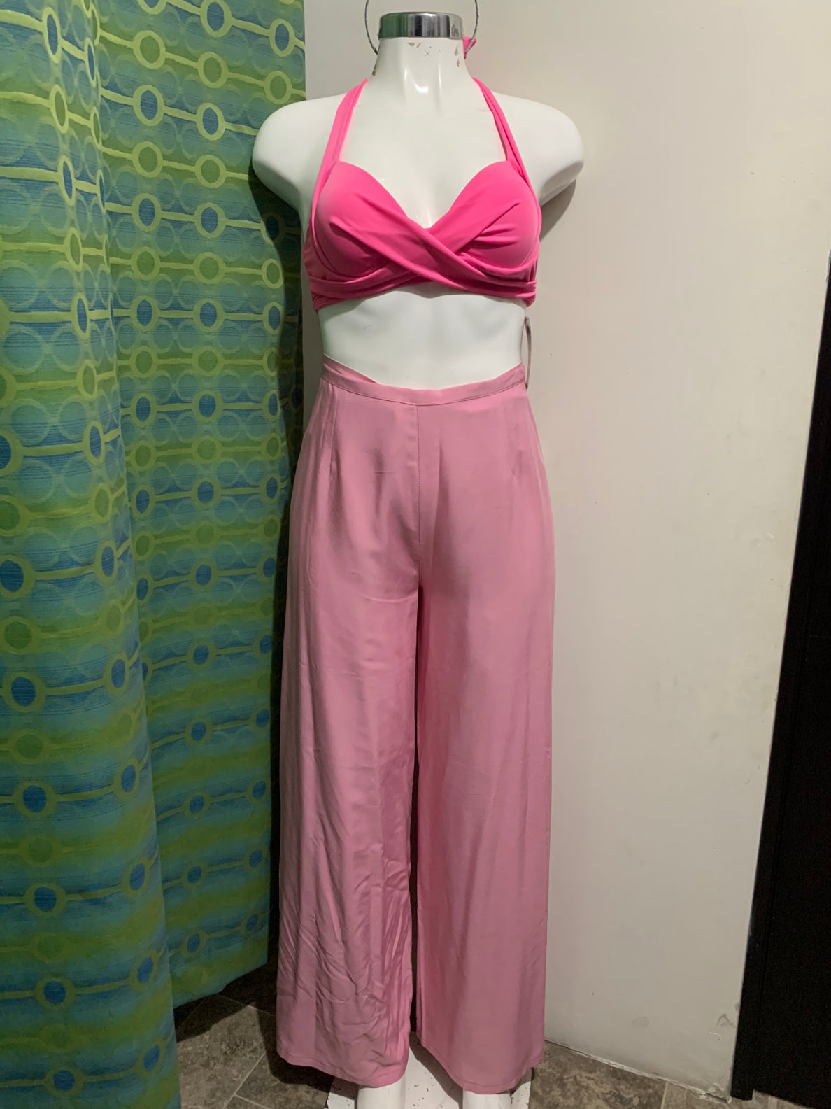 Pantalon lino rosa
