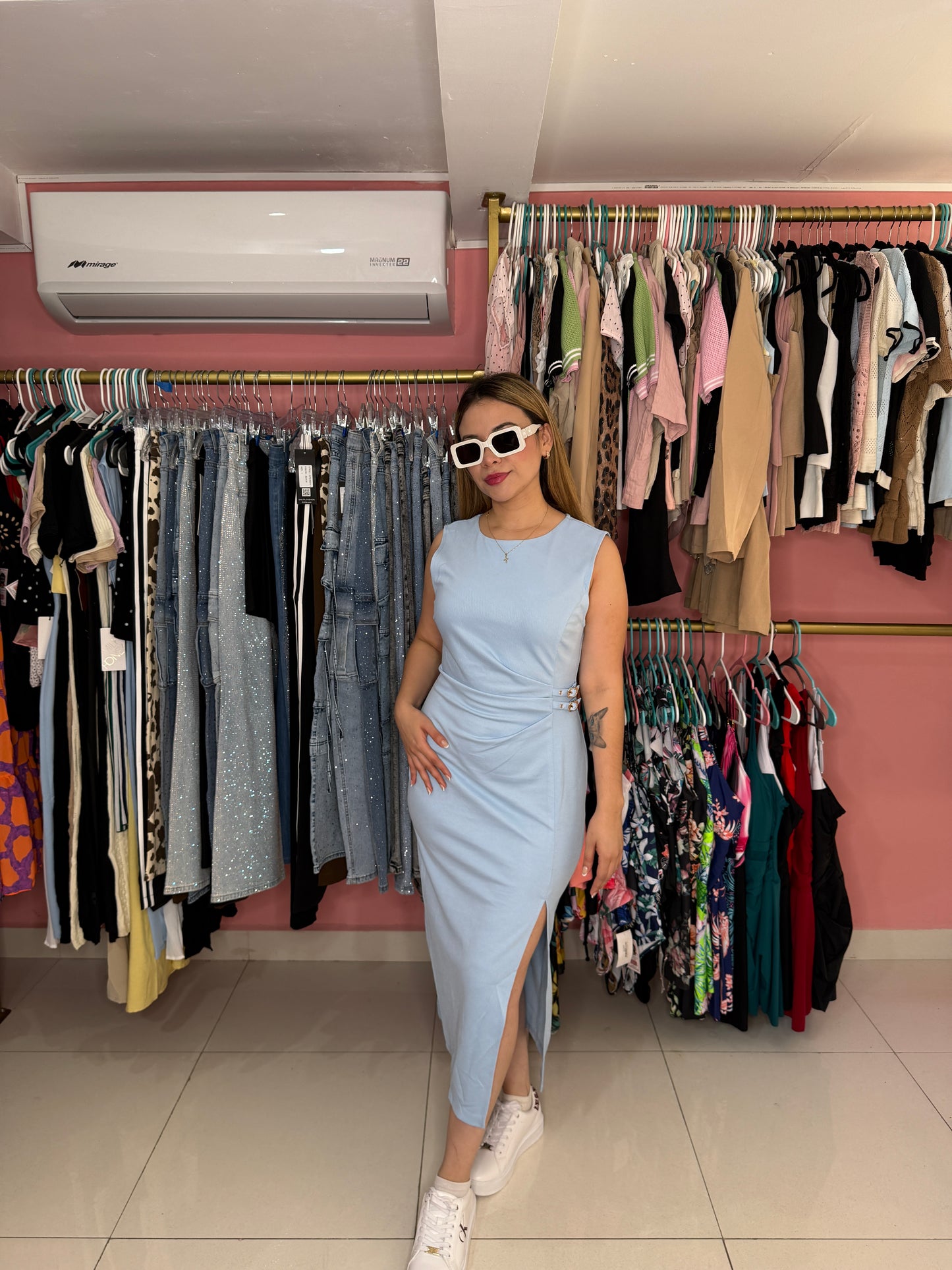 Vestido casual celeste