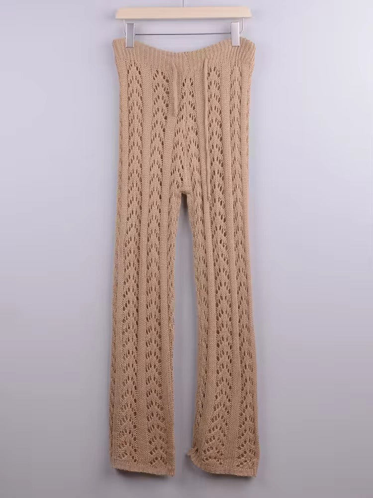 Pantalón tejido beige