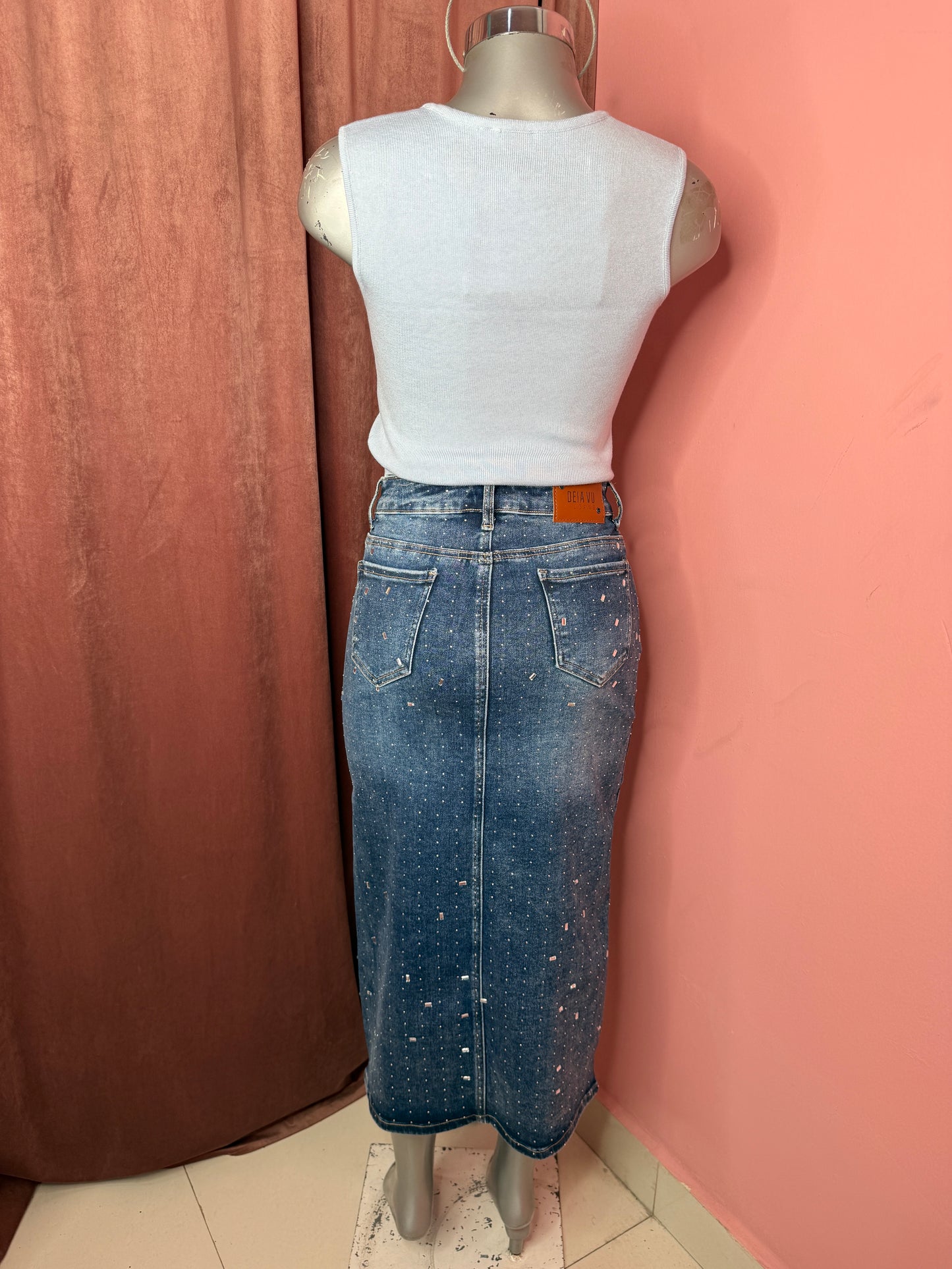 Falda larga con brillo