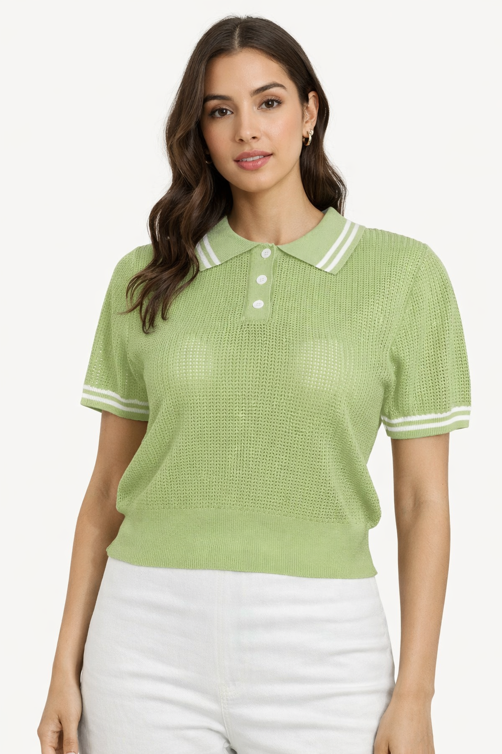 Playera tipo polo de punto verde