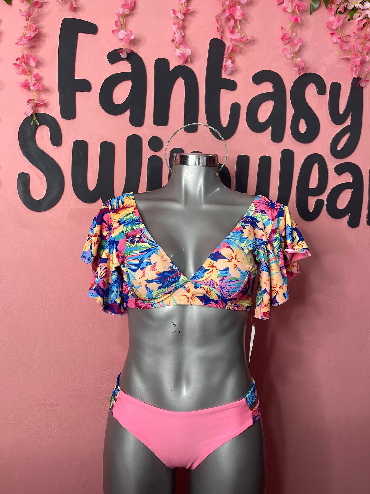 Bikini Volantes rosa floreado🩷