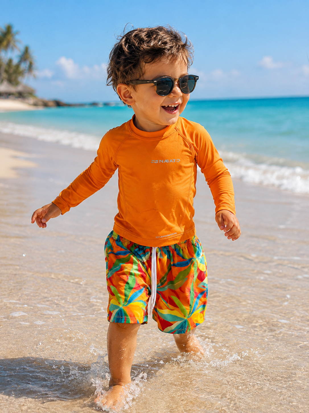Camisa manga larga niñ@ unisex color naranja