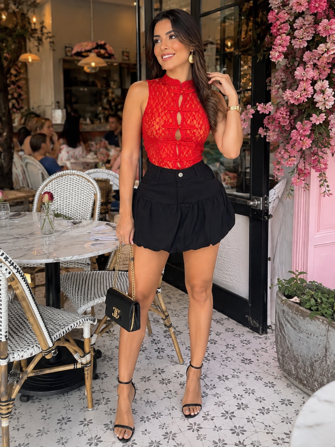 Blusa roja oriental encaje