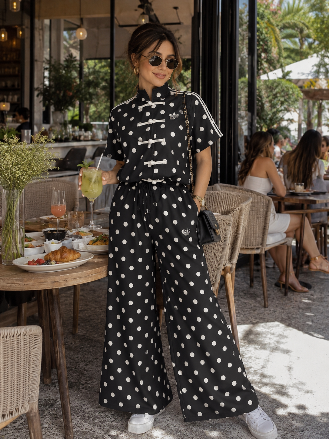 Set polka dots negro