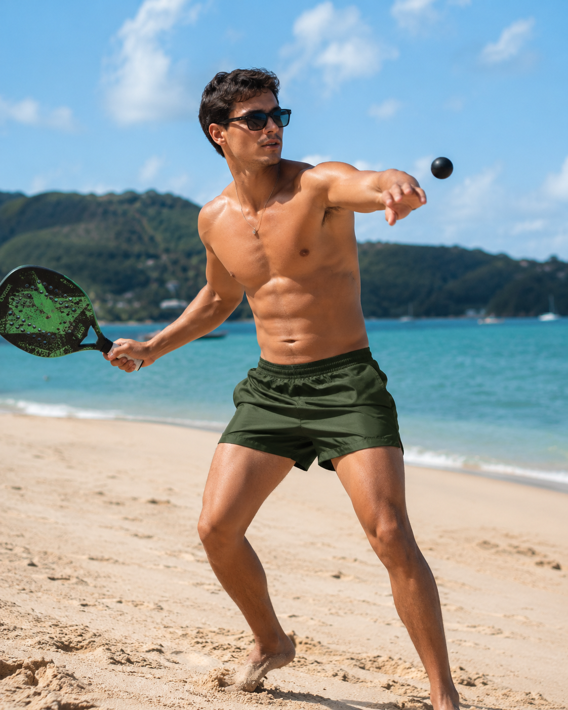 Short caballero verde militar