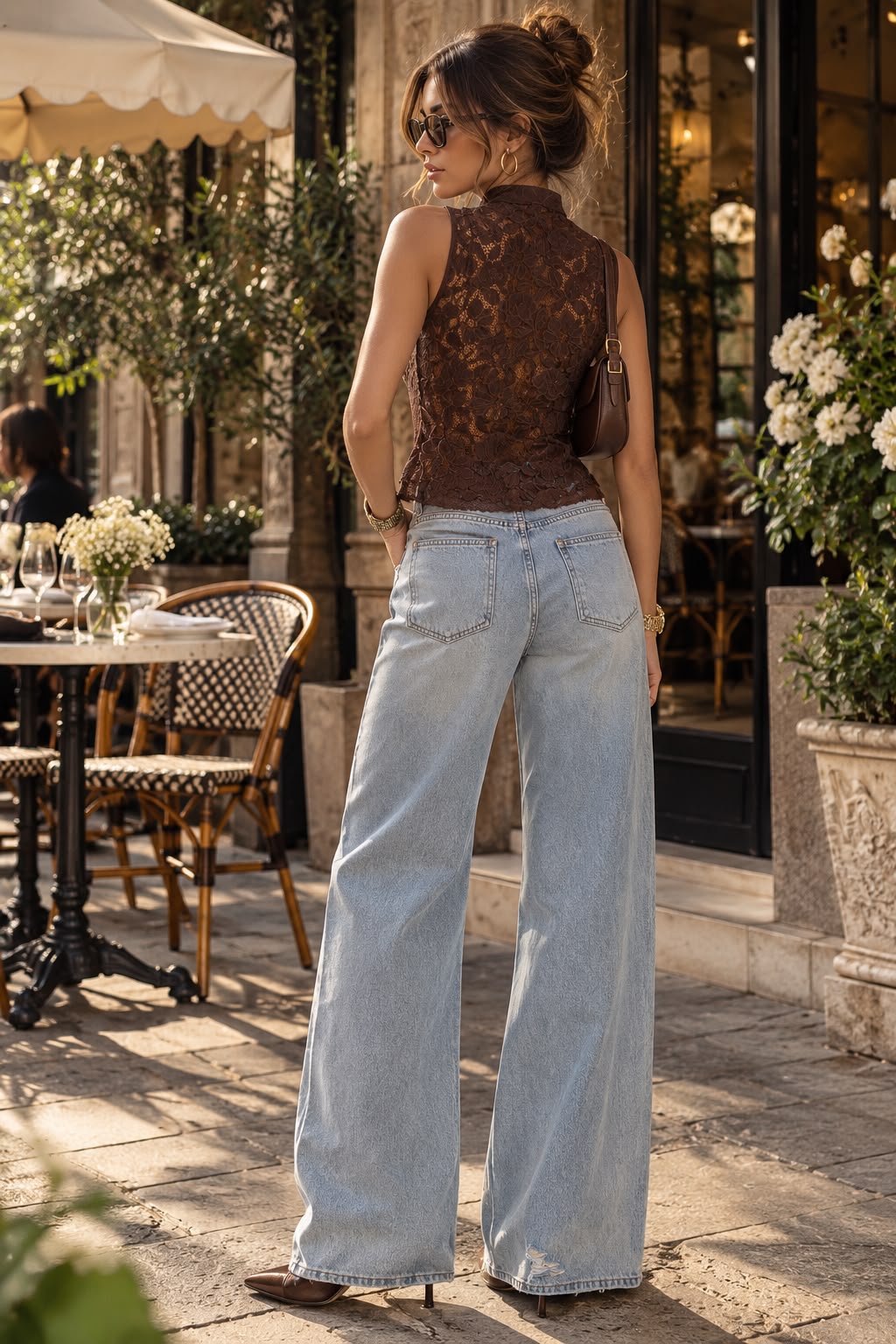 Blusa de encaje café