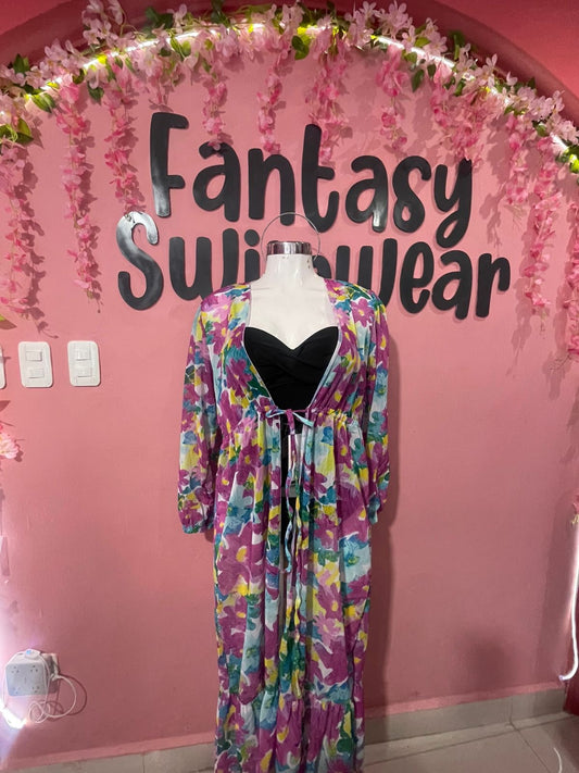 Kimono de flores moradas