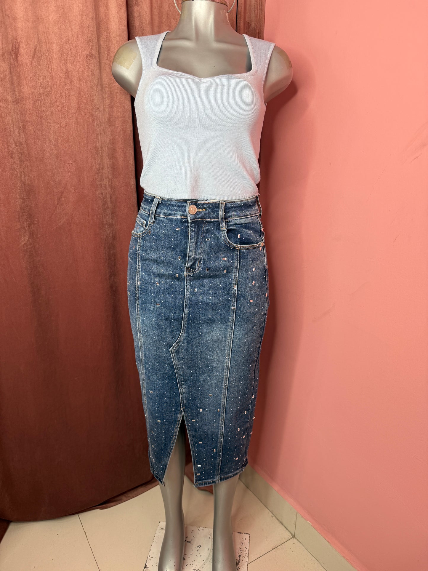 Falda larga con brillo