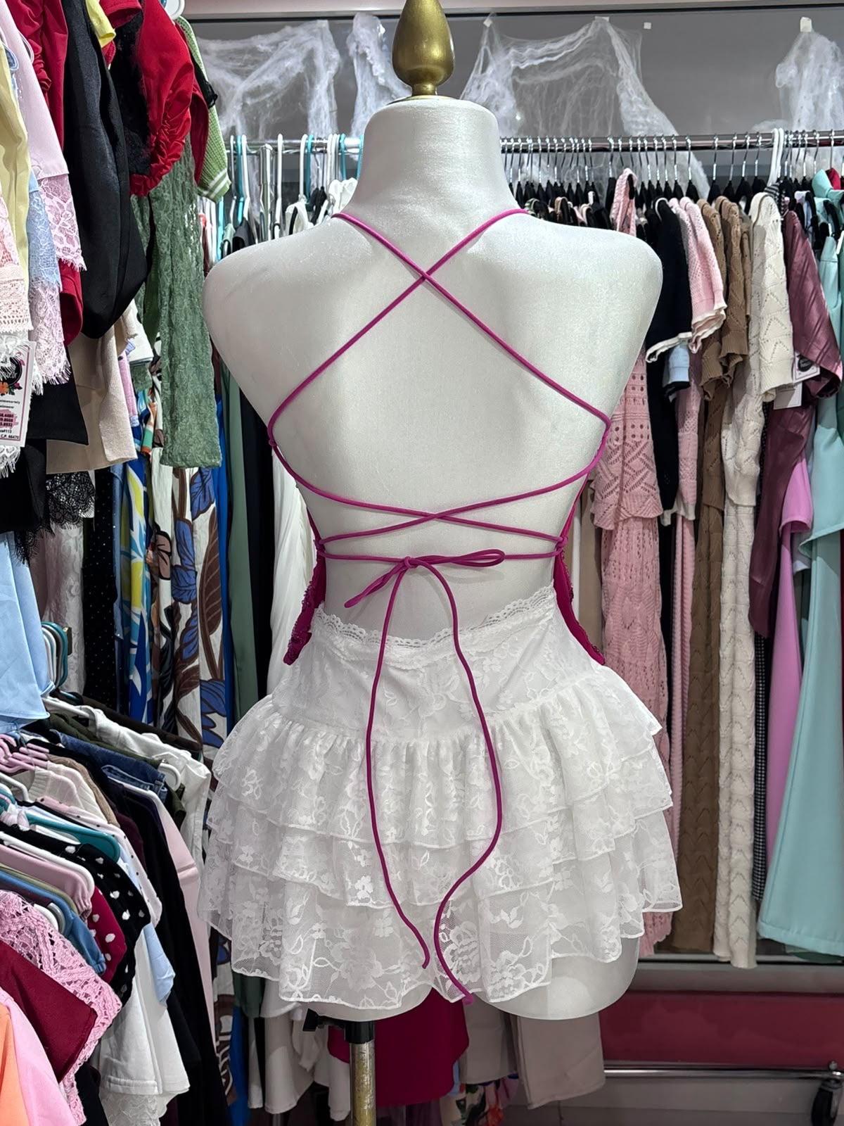 Blusa rosa sin espalda