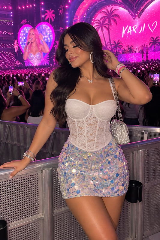 Corset blanco encaje con varilla