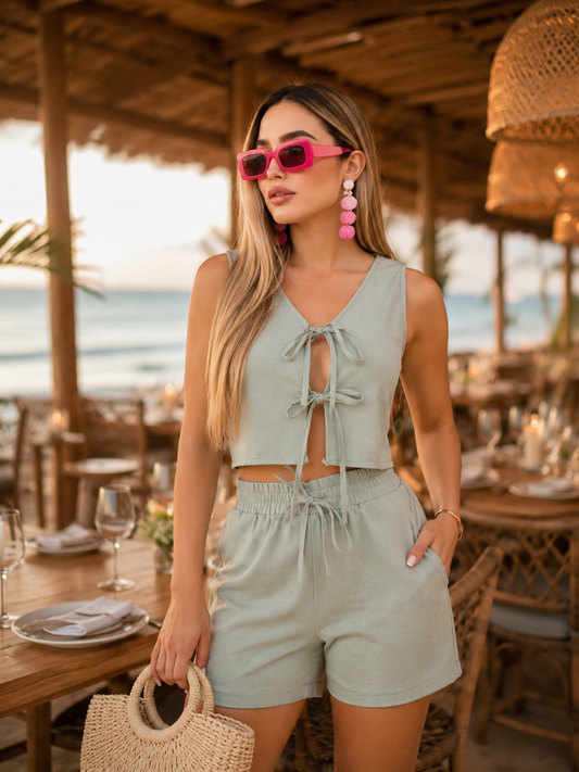 Set short y blusa verde