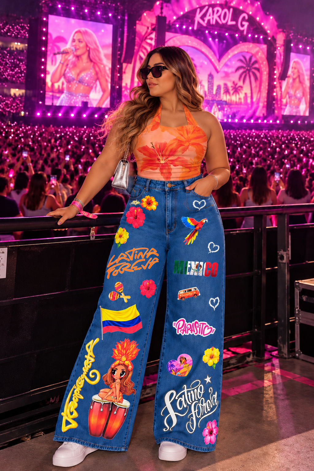 Pantalón estampado Karol G wide leg