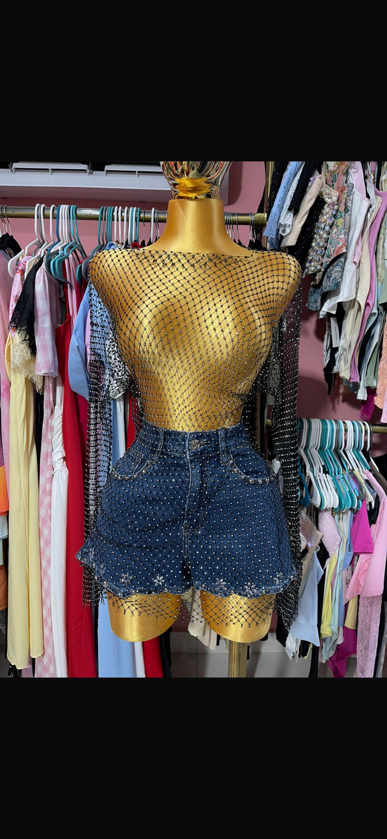 Blusa Transparencia Glam Larga Black