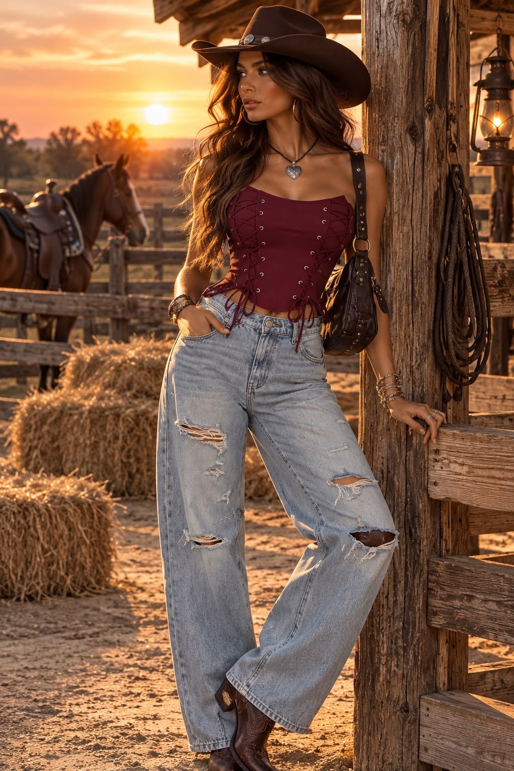 Corset western guindo