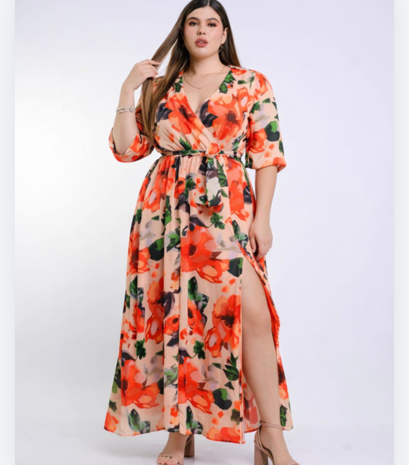 Vestido flores naranjas