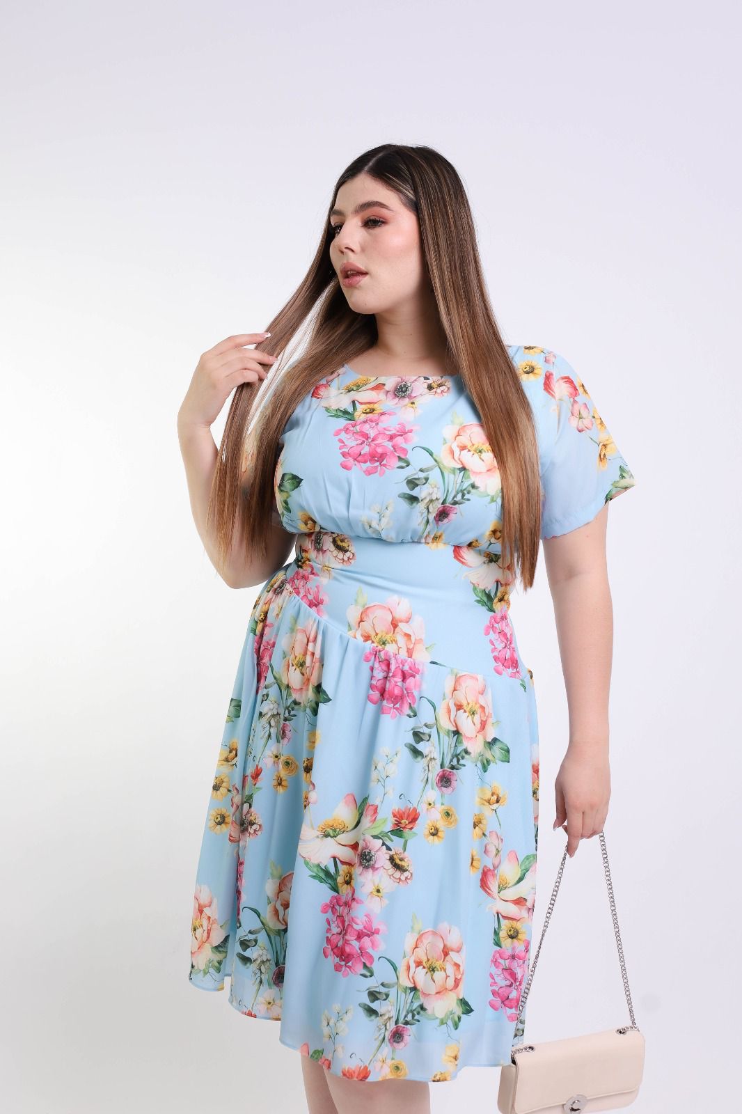 Vestido floral celeste