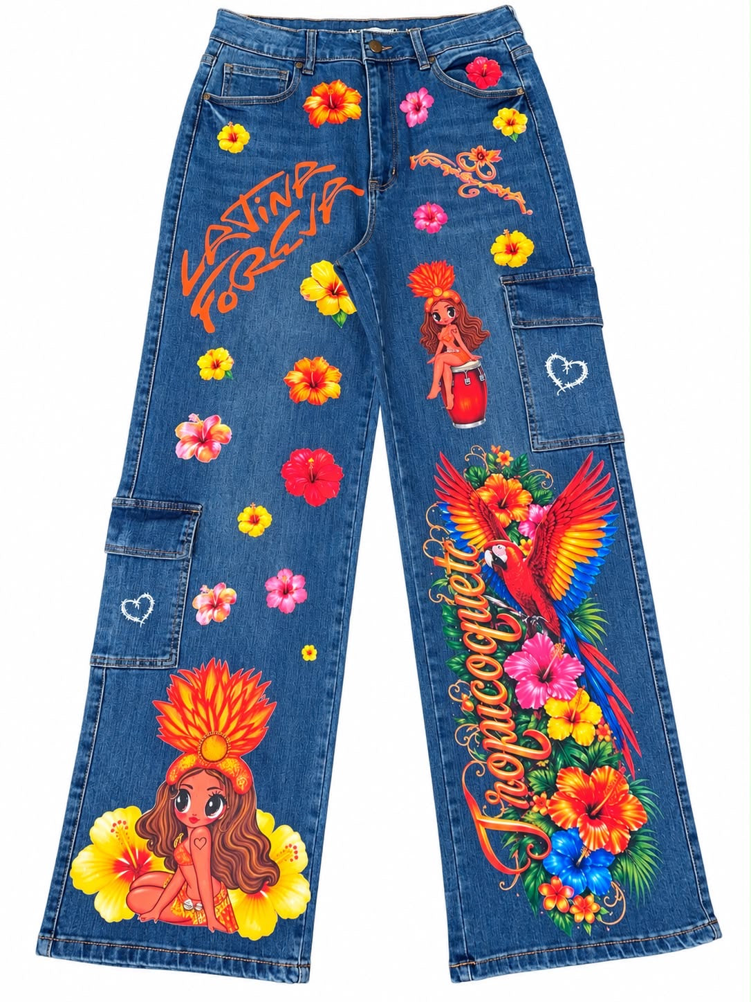 Pantalón estampado Karol G wide leg cargo