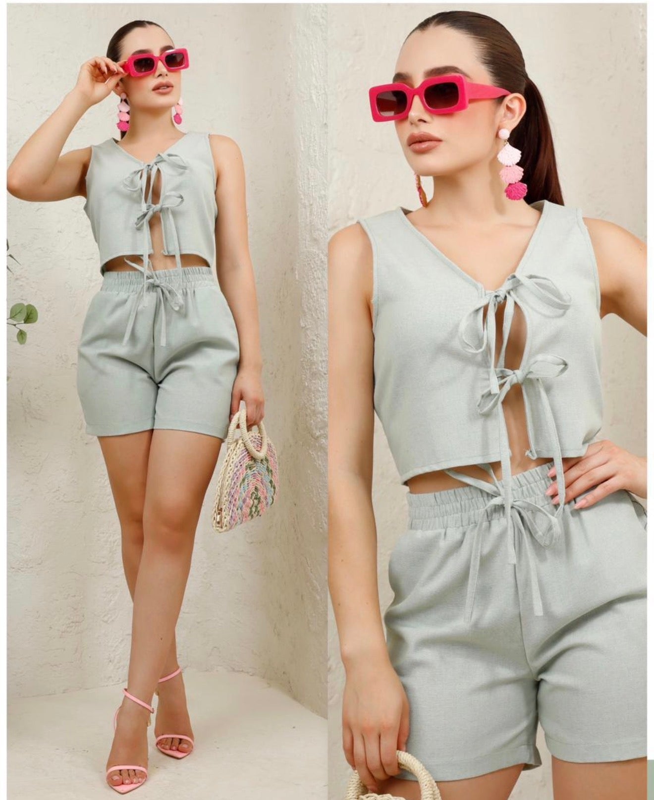 Set short y blusa verde