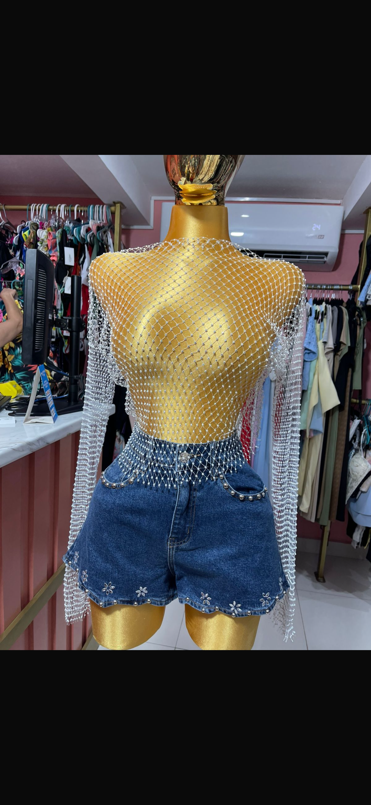 Blusa Transparencia Glam manga larga white