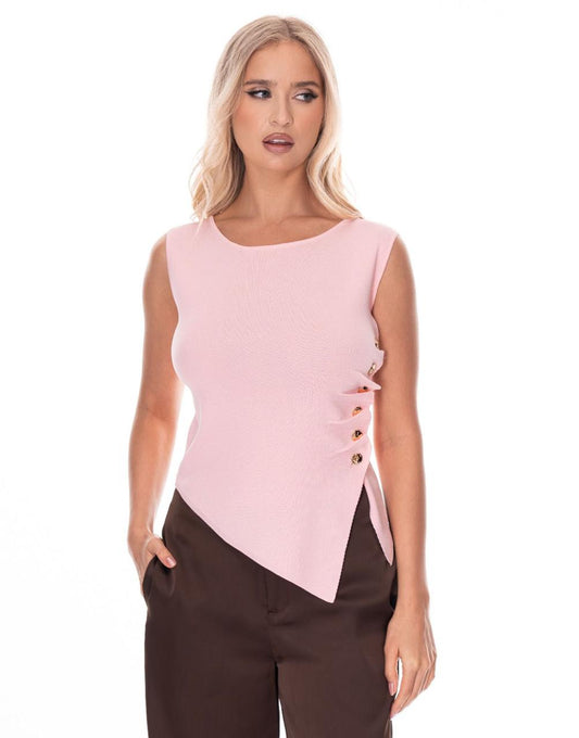 Blusa rosa asimétrica con botones