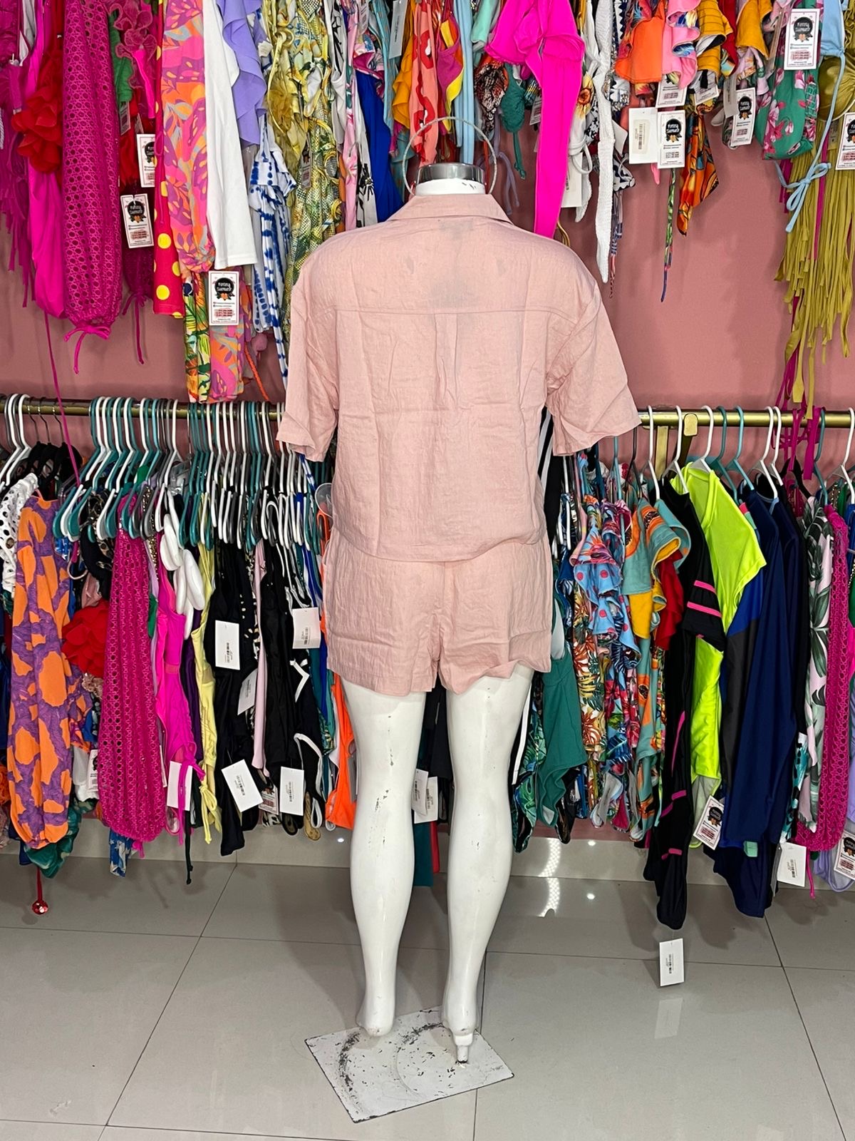 Conjunto short y blusa rosa
