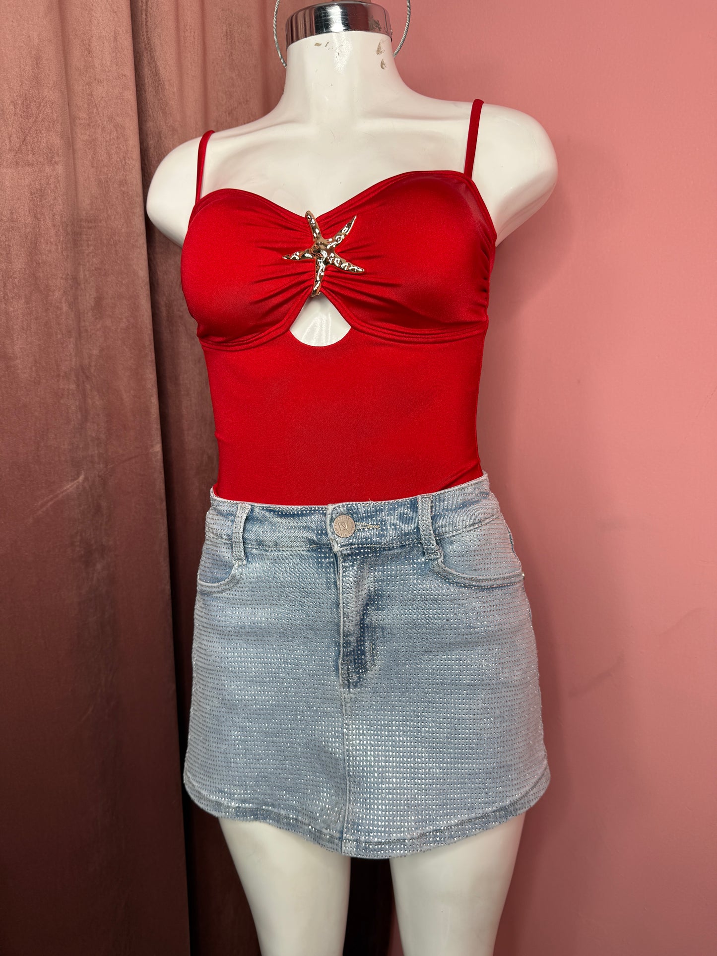 Falda short brillos
