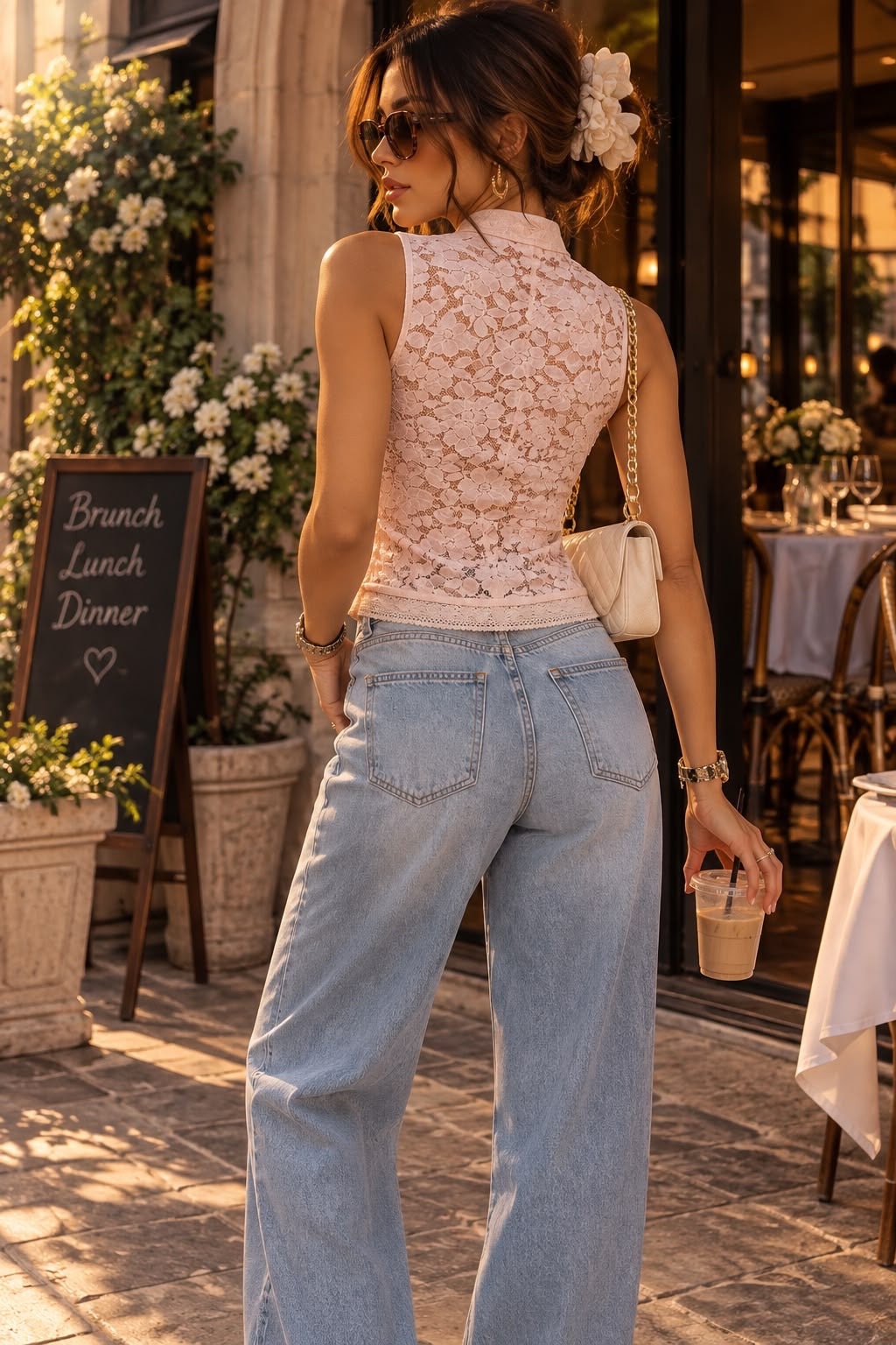 Blusa de encaje rosa