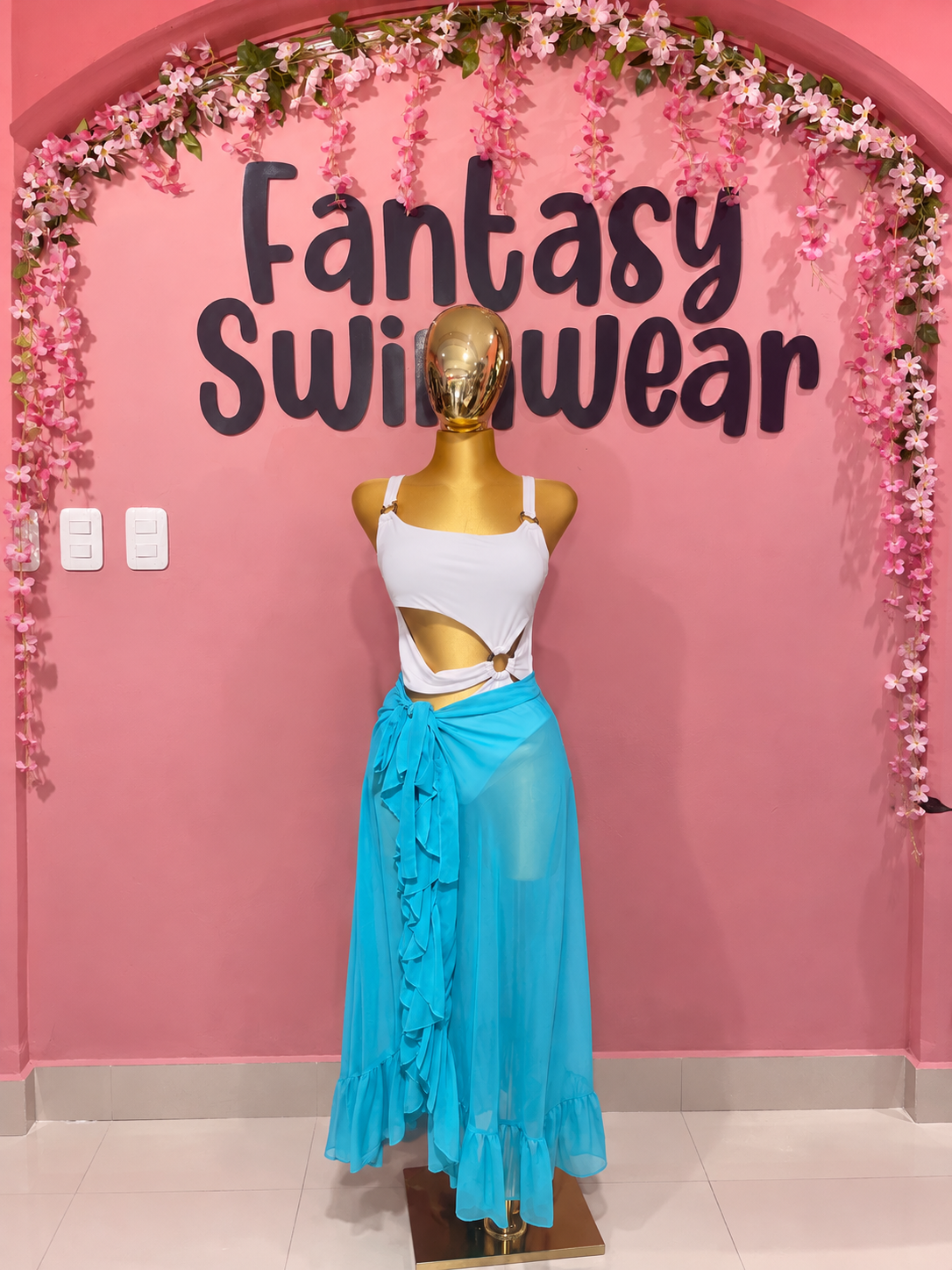 Falda azul turquesa