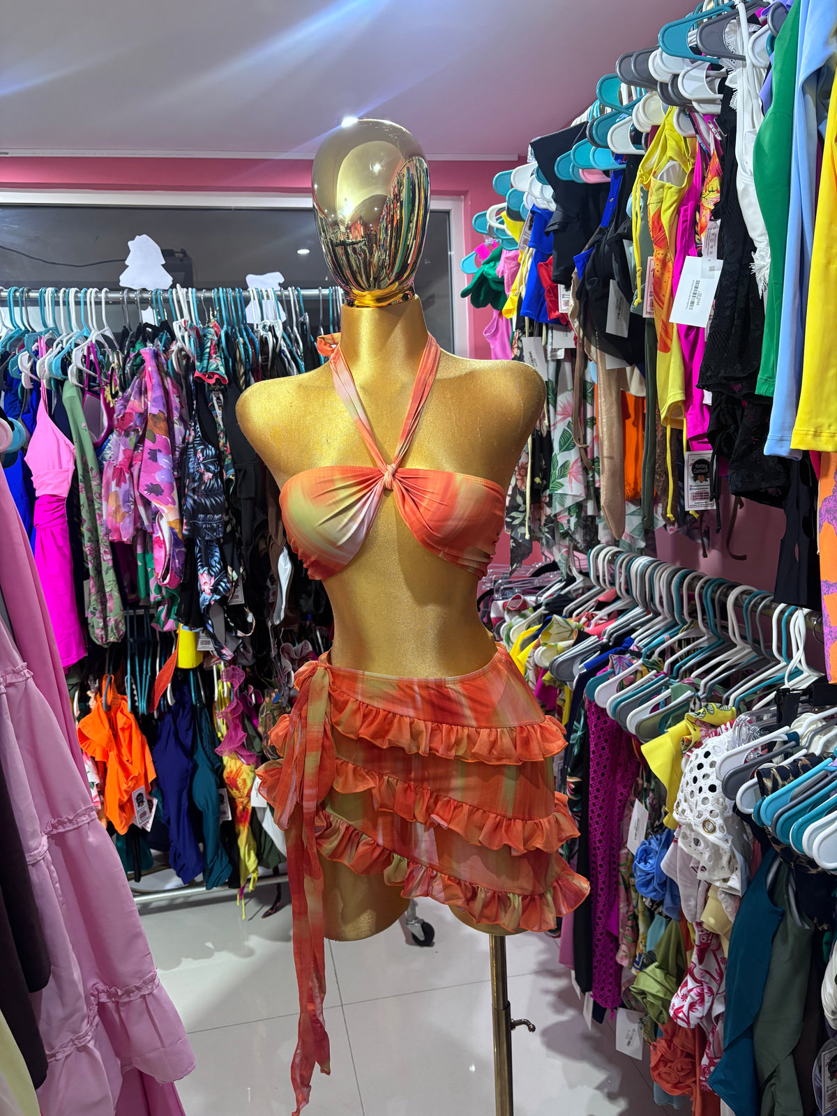 Trópicoqueta bikini con pareo naranja